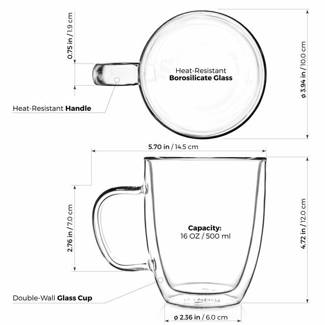 Sirius Double Wall Glass Mug 500ml